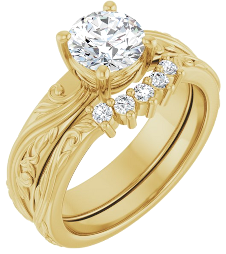 Sužadėtuvių Žiedas „Solitaire Sculptural“ 14k yellow gold Round 6.5mm (6)