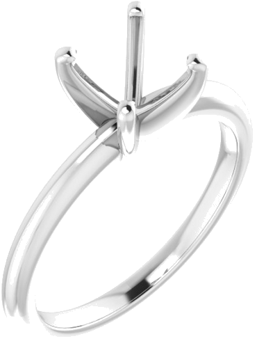 14K White  5.5 mm Square Solitaire Engagement Ring Mounting (1)