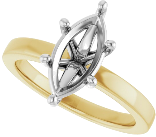 Sužadėtuvių Žiedas „Solitaire“ 14k yellow/white gold Marquise 12mm x 6mm (5)