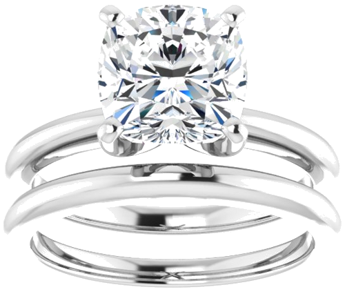 14K White  8 mm Cushion Solitaire Engagement Ring Mounting (8)