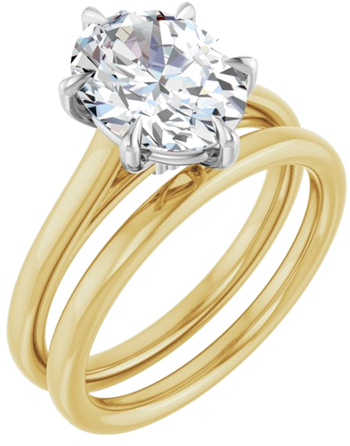 Sužadėtuvių Žiedas „Claw-Pong“ 14k yellow/white gold Oval 10mm x 8mm (6)