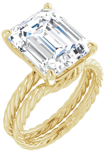 Sužadėtuvių Žiedas „Solitaire Rope“ 14k yellow gold Emerald 12mm x 10mm (6)
