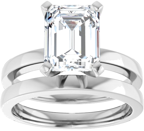 Sužadėtuvių Žiedas „Solitaire“ 14k white gold Emerald 9mm x 7mm (8)