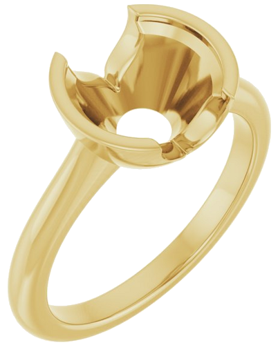 18K Yellow 9 mm Round Solitaire Engagement Ring Mounting (1)