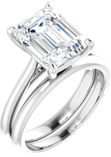 Sužadėtuvių Žiedas „Solitaire“ 585 Baltojo Aukso Emerald 10mm x 8mm (6)