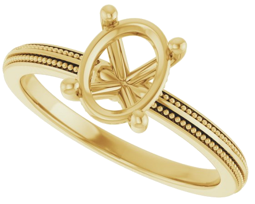 Sužadėtuvių Žiedas „Solitaire Milgrain“ 14k yellow gold Oval 8mm x 6mm (5)