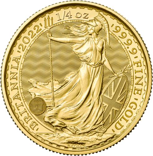 1/4 oz Britannia 2022 Lielbritānijas .9999 zelta monēta (1)