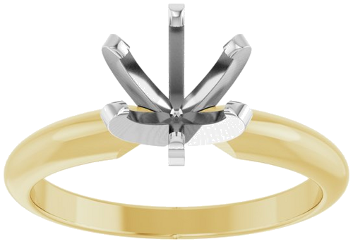14K Yellow White 6-6.6 mm Round Heavy 6-Prong Engagement Ring Mounting (3)