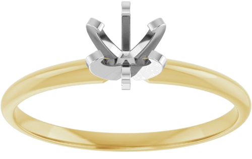 14K Yellow White 4.2-4.9 mm Round 6-Prong Solitaire Engagement Ring Mounting (3)
