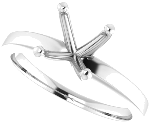 10K White 7.4 mm Round Solitaire Engagement Ring Mounting (5)