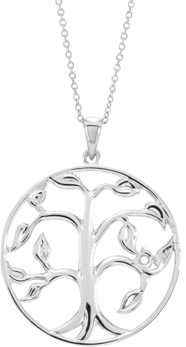 Sterling Silver 1-Stone Family Tree 16-18  Necklace Mounting (1)