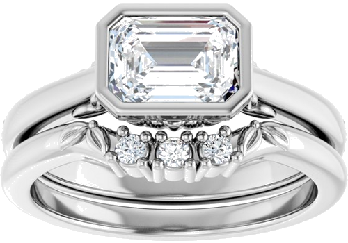 Sužadėtuvių Žiedas „Bezel-Set“ 14k white gold Emerald 7mm x 5mm (8)