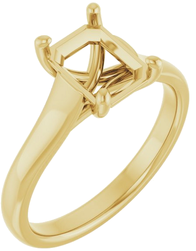 14K Yellow 8x6 mm Emerald Solitaire Engagement Ring Mounting (1)