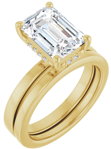 Sužadėtuvių Žiedas „Hidden Halo-Style“ 14k yellow gold Emerald 10mm x 7mm (6)