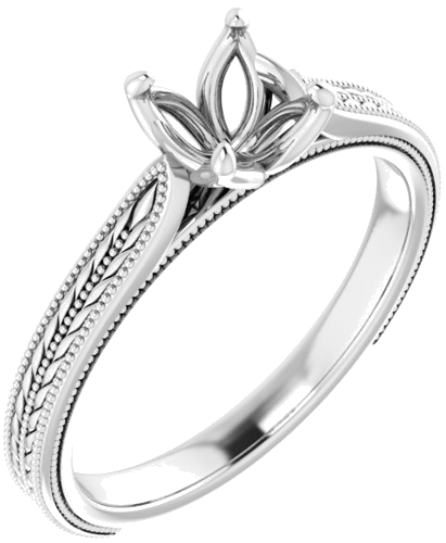 Platinum  6 mm Round Solitaire Engagement Ring Mounting (1)