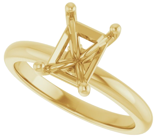 14K Yellow 8 x 6 mm Emerald .05 CTW Lab-Grown Diamond Semi-Set Hidden Halo Engagement Ring (5)