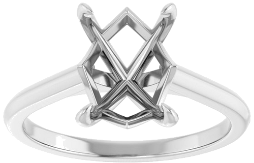Sužadėtuvių Žiedas „Claw-Prong Solitaire“ 14k white gold Emerald 9mm x 7mm (3)