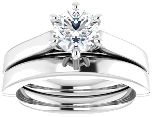 14K White 6 mm Round Engagement Ring Mounting (8)