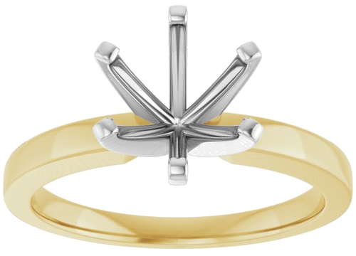 14K Yellow White 8 mm Round Solitaire Engagement Ring Mounting (3)