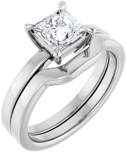 Sužadėtuvių Žiedas „Claw-Prong Solitaire“ 14k white gold Square 5.5mm (6)