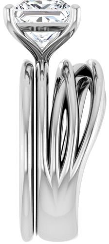 Sužadėtuvių Žiedas „Solitaire Asymmetric“ 14k white gold Square 7.5mm (9)