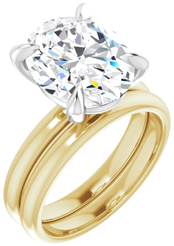 Sužadėtuvių Žiedas „Solitaire“ 585 Baltojo Ir Geltonojo Aukso Oval 12mm x 10mm (6)