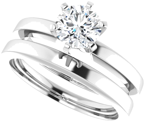 Sužadėtuvių Žiedas „Solitaire“ 585 Baltojo Aukso Round 5.8mm (10)