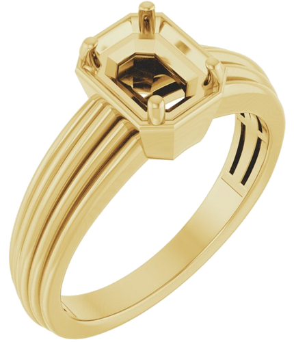 Sužadėtuvių Žiedas „Solitaire Vintage-Inspired“ 14k yellow gold Emerald 6.5mm x 5mm (1)