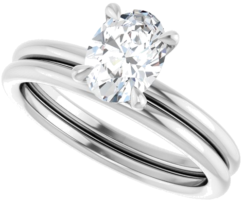 Sužadėtuvių Žiedas „Claw-Prong Solitaire“ 14k white gold Oval 7.5mm x 5.5mm (10)
