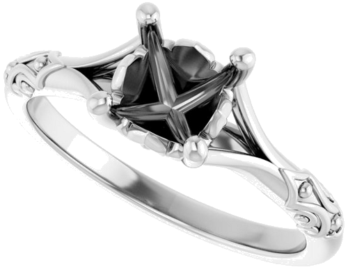 14K White 6.5 mm Round Solitaire Engagement Ring Mounting (5)