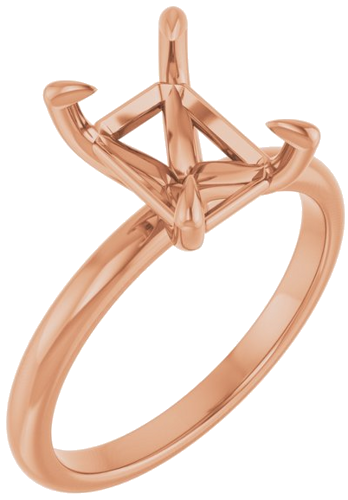 14K Rose  9x7 mm Emerald Solitaire Engagement Ring Mounting (1)