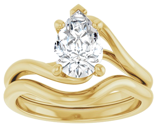 Sužadėtuvių Žiedas „Bypass“ 10k yellow gold Pear 9mm x 6mm (8)