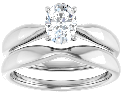 14K White  7x5 mm Oval Solitaire Engagement Ring Mounting (8)