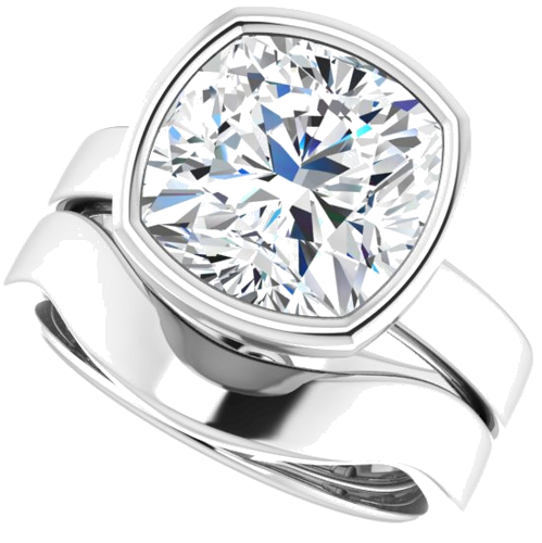 14K White 10 mm Cushion Solitaire Engagement Ring Mounting (10)