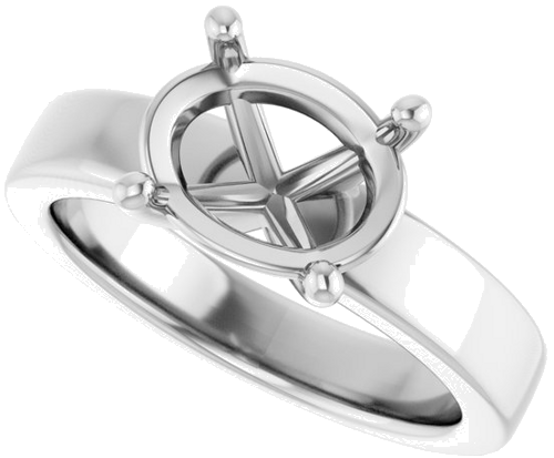 14K White 10x8 mm Oval Solitaire Engagement Ring Mounting (5)