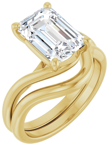 Sužadėtuvių Žiedas „Bypass“ 10k yellow gold Emerald 10mm x 7mm (6)