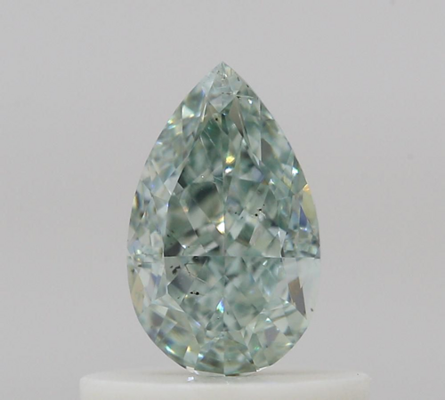 0.53 carat Fancy Intense Blueish Green-SI2 Natūralus Pear Deimantas (1)