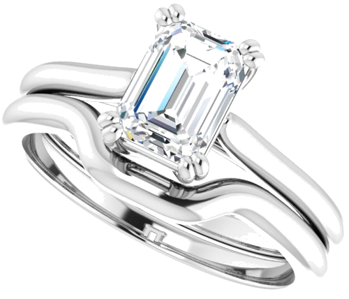 Sužadėtuvių Žiedas „Double Claw-Prong Solitaire“ 950 Platinos Emerald 7mm x 5mm (10)