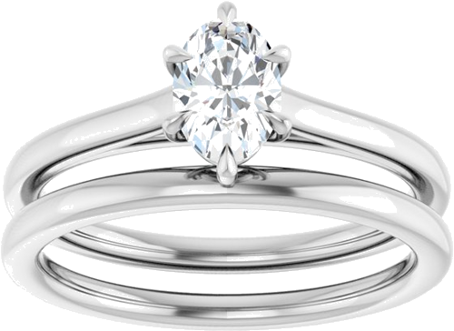 Sužadėtuvių Žiedas „Claw-Pong“ 14k white gold Oval 6.5mm x 4.5mm (8)