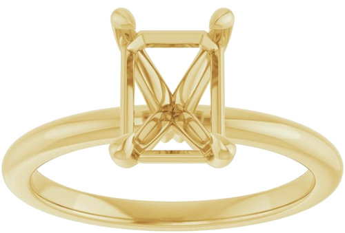14K Yellow 8x6 mm Emerald Solitaire Engagement Ring Mounting (3)