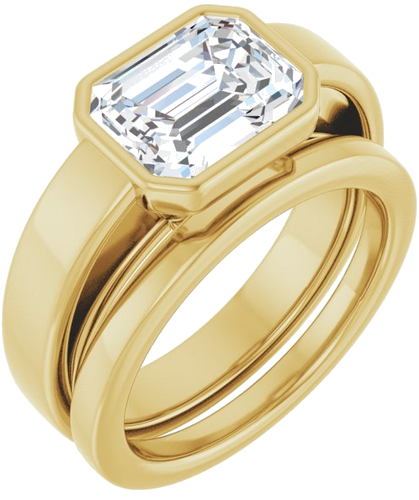 Sužadėtuvių Žiedas „Bezel-Set Solitaire“ 14k yellow gold Emerald 9mm x 7mm (6)