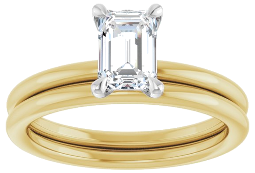 Sužadėtuvių Žiedas „Claw-Prong Solitaire“ 14k yellow/white gold Emerald 6.5mm x 4.5mm (8)