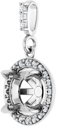 Pakabukas „Halo-Style“ 14k white gold Round 7mm (2)