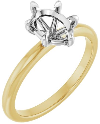 Sužadėtuvių Žiedas „Claw-Prong“ 14k yellow/white gold Oval 8mm x 6mm (1)