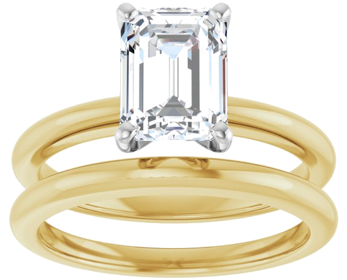 Sužadėtuvių Žiedas „Solitaire“ 417 Baltojo Ir Geltonojo Aukso Emerald 8mm x 6mm (8)