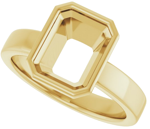 Sužadėtuvių Žiedas „Bezel-Set Solitaire“ 10k yellow gold Emerald 9mm x 7mm (5)