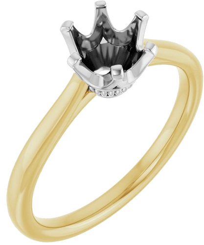 Sužadėtuvių Žiedas „Solitaire“ 585 Baltojo Ir Geltonojo Aukso Round 6.5mm (1)