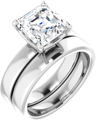 Sužadėtuvių Žiedas „Solitaire“ 585 Baltojo Aukso Asscher 8mm (6)