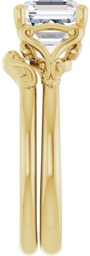 14K Yellow 7 mm Asscher Solitaire Engagement Ring Mounting (9)