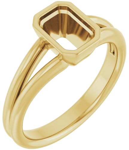 Sužadėtuvių Žiedas „Bezel-Set Solitaire“ 10k yellow gold Emerald 7mm x 5mm (1)